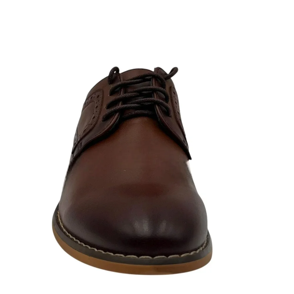 Stacy Adams‎ Youth Boys Dickens Oxford Dress Shoes Size 2-4 Brown Cognac Lace Up